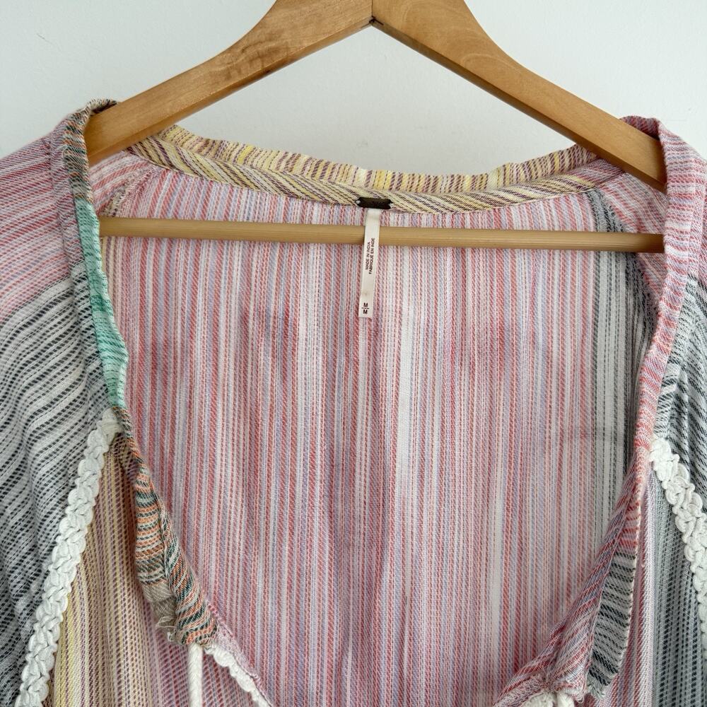 Free People In The Moment Dress Medium Patchwork Tiered Western Boho Angie Smith - Picture 6 of 12
